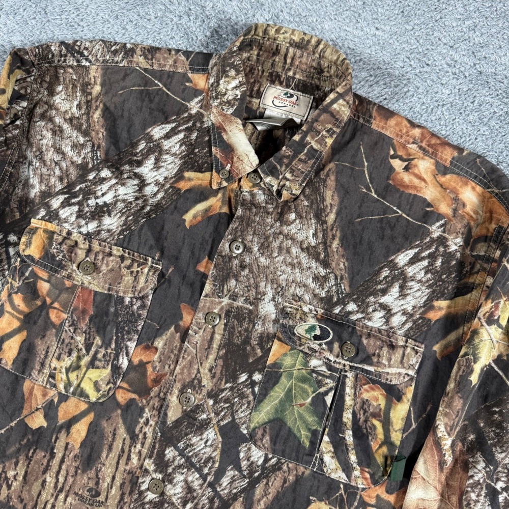 Mossy Oak Stealth Weave Shirt Mens Large Brown Break-Up Camo Button Down Hunt